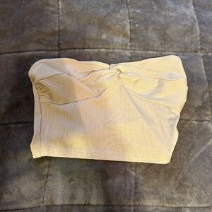 beige twist front tube top